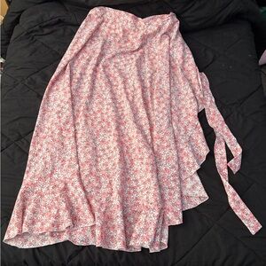 SHEIN Floral Pink Wrap Skirt
